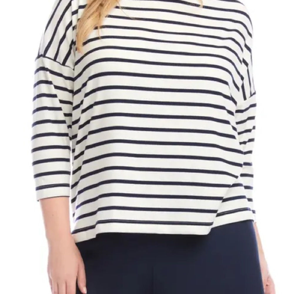 Trina Turk Striped Navy and White Women's Top